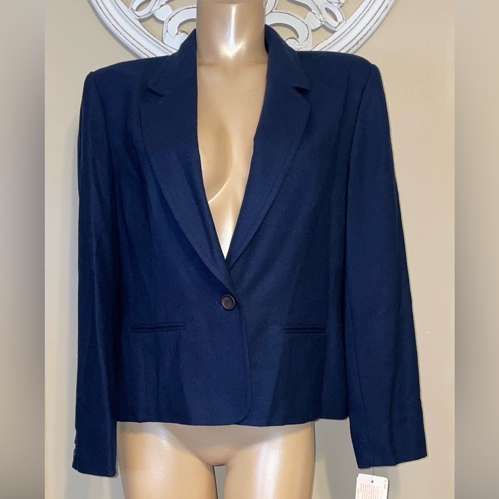 Pendleton women’s 14 large jacket coat blazer navy Blue wool vintage NWT